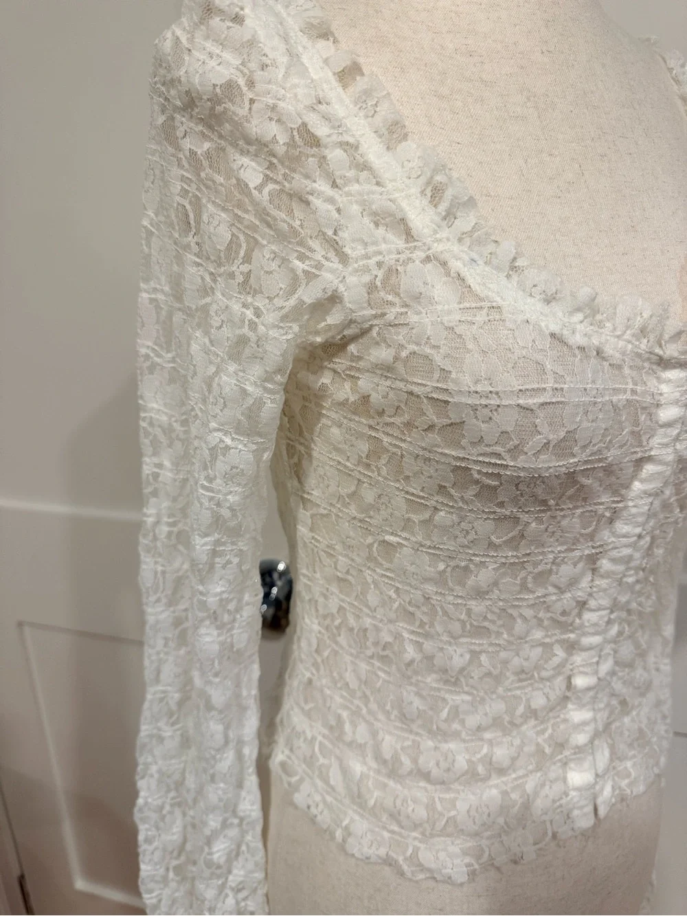 Free People Madison White Sheer Lace Cropped Cardigan